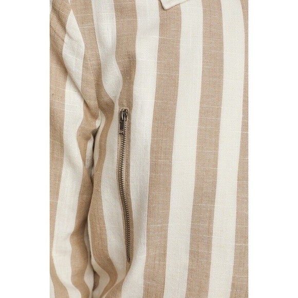 Lulu’s Vacation Signature Taupe and Ivory Striped Belted Moto Jacket Large NEW - Picture 14 of 14